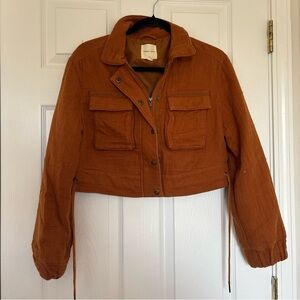 Urban Outfitters Silence + Noise Brown Tan Cropped Jacket Size Extra Small